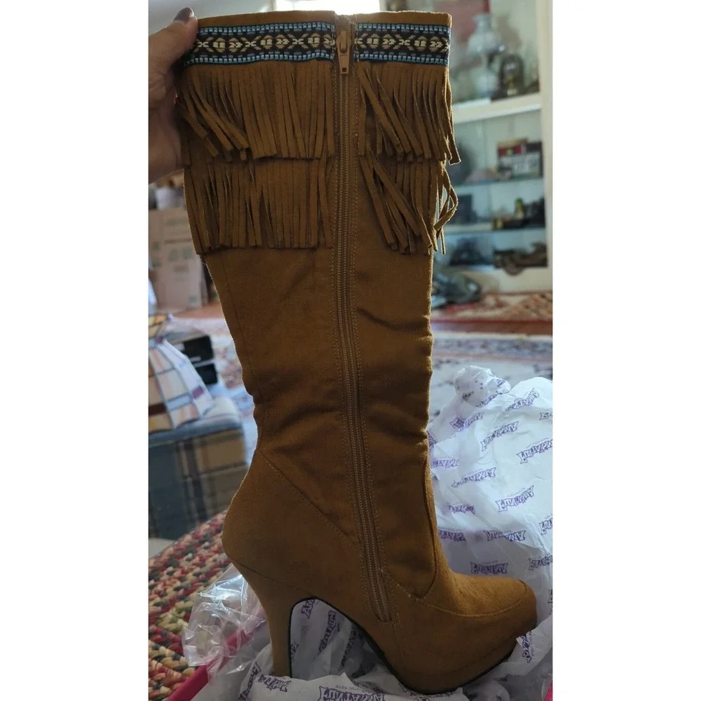 NEW Funtasma Women's Sz 7 Tan Microfiber INDIAN290/TMF‎ Boots Sexy!
